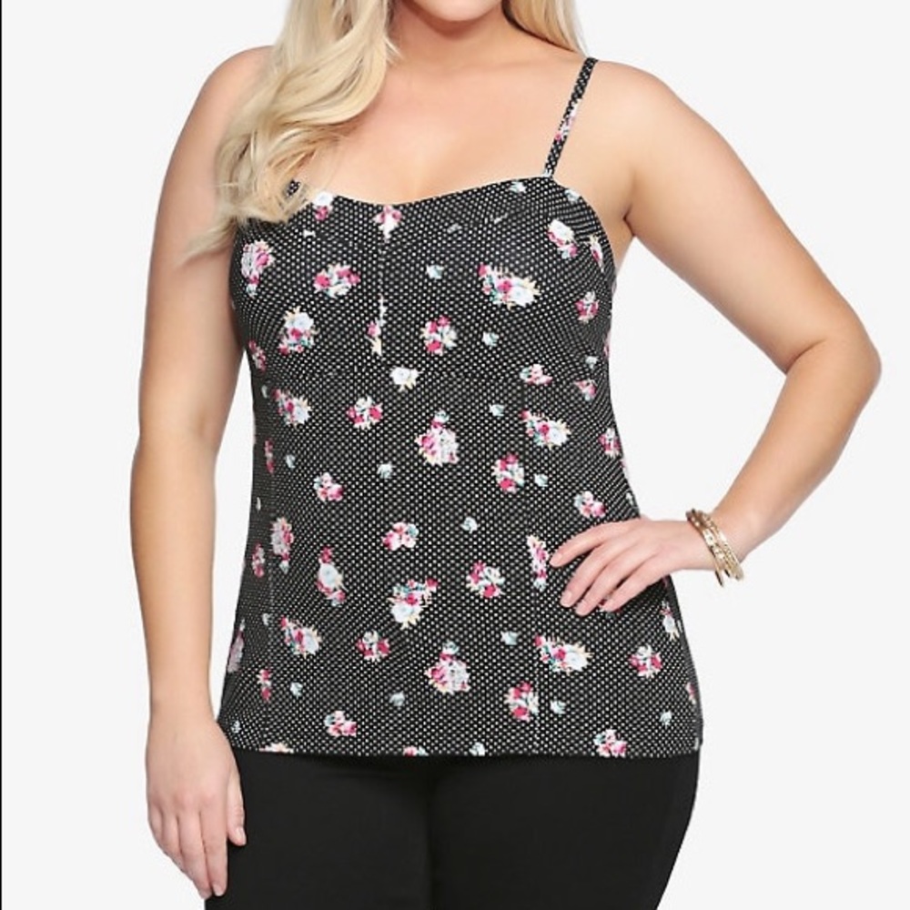 FLORAL POLKA DOT BUSTIER CAMI